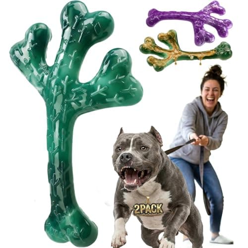 Frienhund 2-Pack Indestructible Dog Chew Toys for Aggressive Chewers: Textured Cactus with Grooves for Peanut Butter & Yogurt, Beef Nylon Bones for Large Dogs 20-90 lbs, Easy Chew & Long Lasting - Image 1