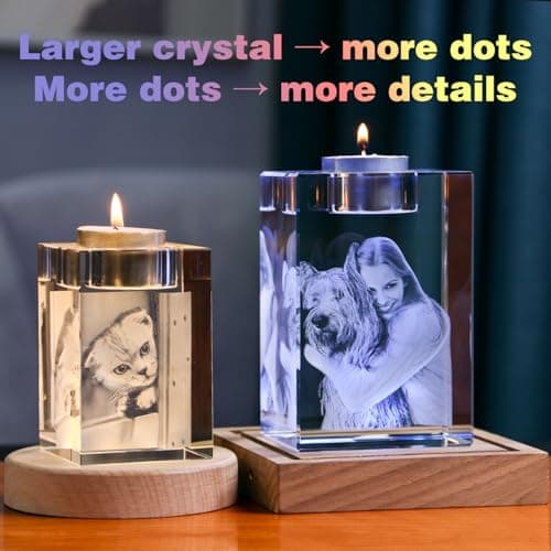 Personalized Pet Memorial Gifts for Loss of Dog,3D Crystal Photo,Dog Memorial Gifts,Personalized Photo Gift,Customized 3D Engraved Crystal Keepsake - Thumbnail 3