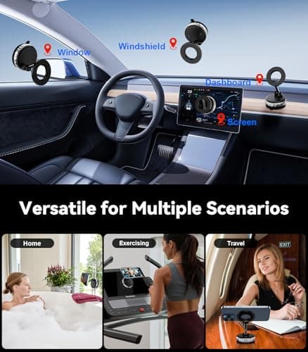 Avischai 2-Pack Vacuum Suction Magnetic Phone Holder for Car Dashboard, Windshield - Hands-Free Strong Grip Mount with 360° Rotation for iPhone & Android Phones - Thumbnail 4