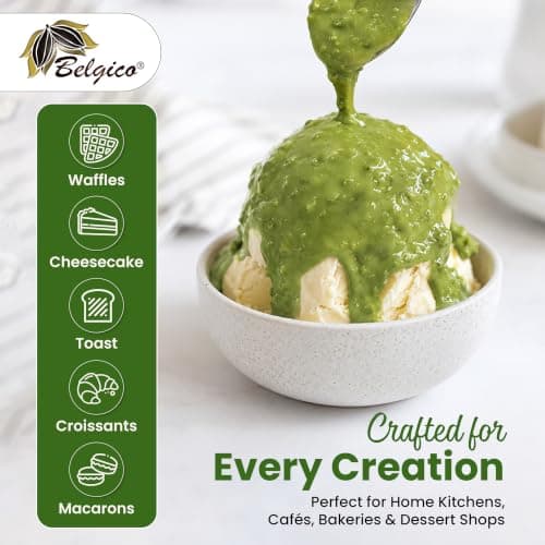 Belgico Bulk Pistachio Crunch sauce – 8.8 lb (4kg) Gourmet Spread for Pastries, Gelato, Knafeh & Dubai Chocolate Bars – Commercial-Grade Filling & Topping - Thumbnail 6