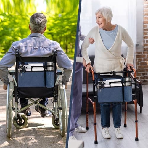 supregear Accessories Bag for Walker, Wheelchair, Rollator - Walker Basket Bag w/Cup Holder - Seniors Caddy Attachment Pouch, Water Resistant Large Capacity Carry Storage Carrier Tote - Thumbnail 3