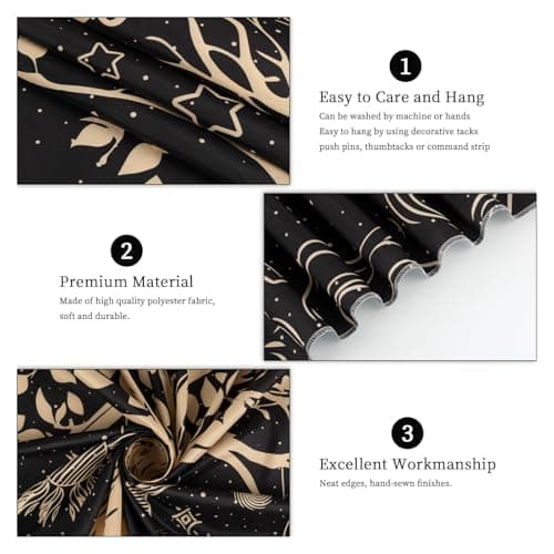 Avinyl Tree of Life Wall Tapestry for Bedroom, Sun and Moon Hippie Tapestries Aesthetic, Black and Gold Wall Hanging Home Decor for Dorm Living Room Office 51in x 60in - Thumbnail 5