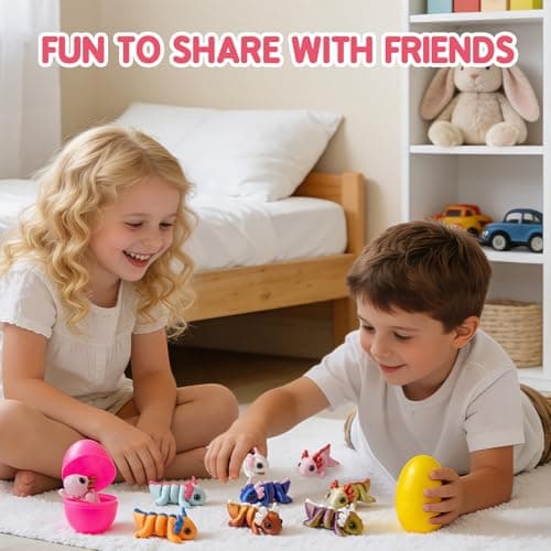 Easter Basket Stuffers - Easter Basket Essentials - 24 Pack Prefilled Easter Eggs Filled with 3D Printed Axolotl Toys - Mini Animal Fidget Figures Easter Gifts for Toddlers Boys Girls - Thumbnail 5