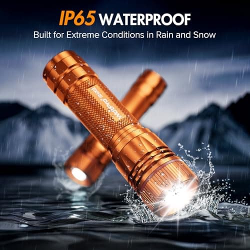 WdtPro Rechargeable Flashlights High Lumens, 1 Pack 10H Long Lasting Super Bright EDC Flashlights, LED Mini Tactical Flash Lights for Camping Emergency, Drop & Water Resistant Orange(Battery Included) - Thumbnail 6
