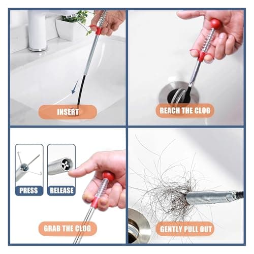 Drain Snake, Flexible Grabber Claw for Sink Shower Bathtub, Tight Space Drain Hair Removal Tool (63inch Ball) - Thumbnail 6