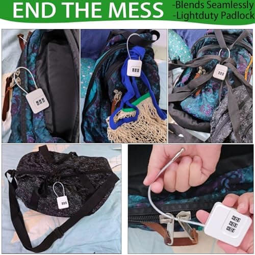 Bstsilver 2-Pack Combination Padlock, Indoor Gym Locker Lock w/ 3-Digit Code for Luggage Backpack Cabinet Toolbox Gate Hasp, Cable Latch for Travel Renter Office, Back to School Essential, Lightduty - Thumbnail 4