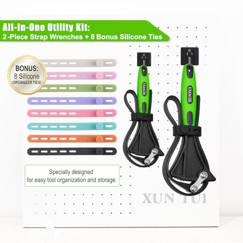 XUNTUI 2-Pack Strap Wrench Set (4" & 6") - Heavy Duty Rubber Belts with High-Strength PA66 Handles - Pro-Grade Oil Filter Wrench &Adjustable Jar Opener Kit - 8 Bonus Silicone Ties - Thumbnail 2