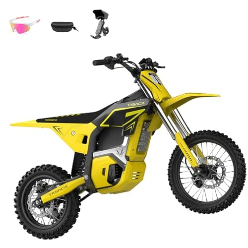 Tasaca V58 Electric Dirt Bike with 5500W Motor, Up to 52 Mph, 276Nm Max Torque, 52V 30Ah Battery, UL Certified Off-Road Motorcycle for Teens,14" / 12" Tire, Blazing Yellow - Image 1
