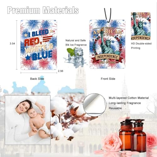 USA 250th Anniversary Ornament Car Air Fresheners Merchandise, Hanging Car Accessories Interior for 250 Year Party Decor American Patriotic Collectors US Citizens 4th of July Decorations Gifts - Thumbnail 2