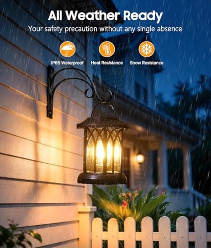 TuyLuxe Solar Lantern Outdoor Lights with Wall Mount Kit, 2 Pack Upgraded Solar Lanterns Outdoor Waterproof, Hanging Solar Lights for Outside Decorative Yard Patio Path Porch Garden Decor - Thumbnail 5