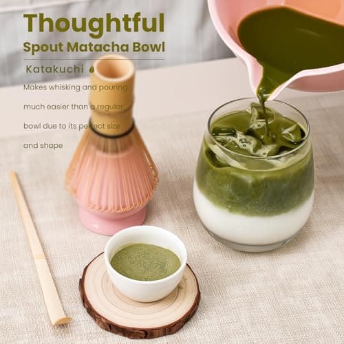Matcha Whisk Set, Ceramic Bowl Matcha Kit & Handcrafted Bamboo Chasen, Complete 5 Pcs Matcha Set Whisk and Bowl, Stainless Steel Sifter, Bamboo Scoop & Holder for Matcha Lovers - Thumbnail 3