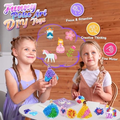 ZOOI Poke Art Kits, Arts and Crafts for Kids 4-8, Pretty Pretty Princess Game, Poke in Crafts for Kids Ages 4-8, Birthday Gifts for 4, 5, 6, 7, 8 Year Old Girl Toys Age 6-8 Art Kits - Thumbnail 5