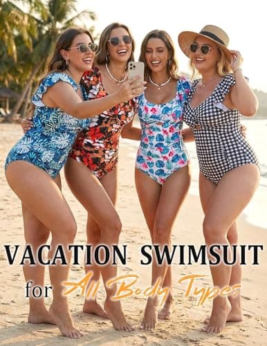 VIAURBE Women's One Piece Swimsuit Tummy Control 4th of July American Flag Ruffle Beach Vacation Bathing Suit flag-2XL - Thumbnail 4