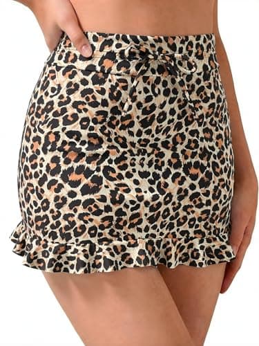 WODECASA Women's High Waisted Swim Skirt with Ruffle Hem and Liner Tennis Skirt Style Swimsuit Bottoms for Women - Image 1