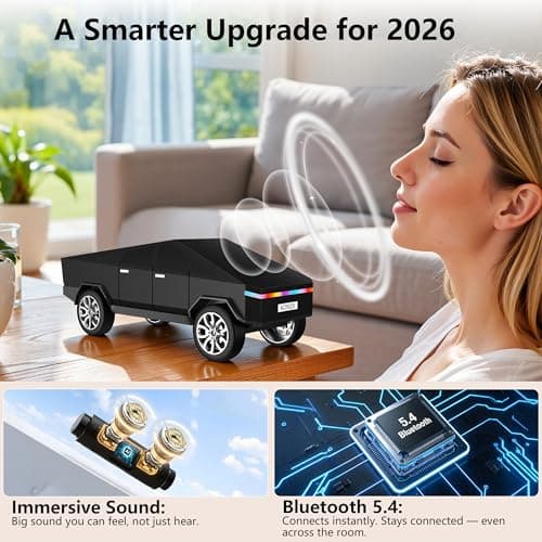 AONOX Cybertruck Bluetooth Speaker Toy for Car Desk Gaming & Outdoor Easter Parties Easter Basket Stuffers Gift for Kids & Car Lovers Car Speaker with FM Radio USB/TF TWS Stereo LED Lights - Thumbnail 2