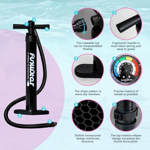 FunWater 10'6×33"×6" Inflatable Stand Up Paddle Board with Premium SUP Paddleboard Accessories, Wide Stable Anti-Slip EVA Deck,Paddle Boards for Adults & Youth of All Skill Levels - Thumbnail 6