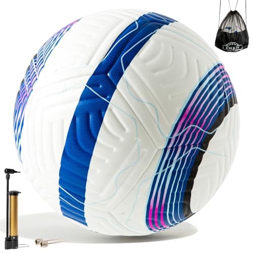 ZWAW Official Match Soccer Ball Size 5 – Waterproof PU Leather, Includes Pump & Needles, Mesh Storage Bag for Easy Carry - Image 1