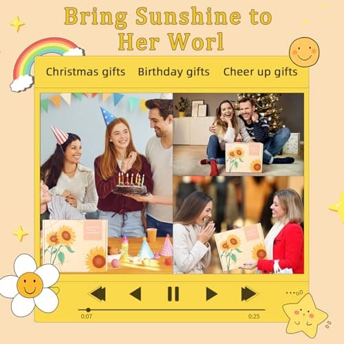 10Pcs Sunshine Gift for Women - Unique Care Package with Sunflower Gifts, Friendship Box of Sunshine for Mom Sister Wife, Get Well Soon & Birthday Present, Self Care Basket for Women Recovery - Thumbnail 2