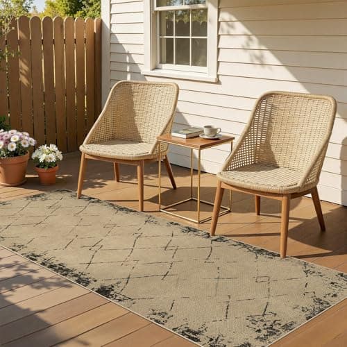 UERMEI 2x6 Outdoor Jute Runner Rug, Neutral Rugs Washable Farmhouse Patio Non Slip Runners Rug for Hallway Kitchen Bedroom Porch Laundry Bathroom Modern Brown - Image 1