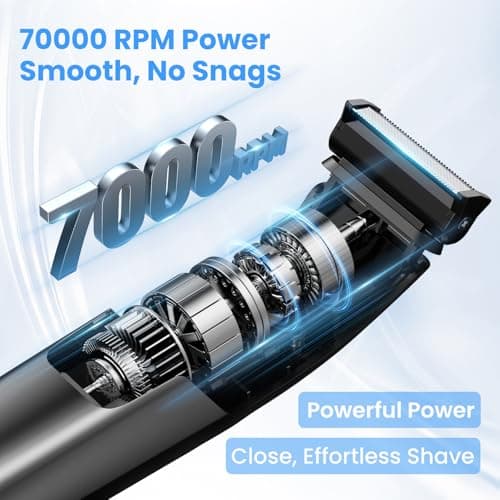 Body Hair Trimmer for Men 3-in-1 Groin, Pubic & Ball Trimmer with Skin Safe No-Nick Blades, IPX6 Waterproof Wet/Dry Electric Shaver for Chest, Underarms, Legs, USB-C Rechargeable Grooming Kit - Thumbnail 5