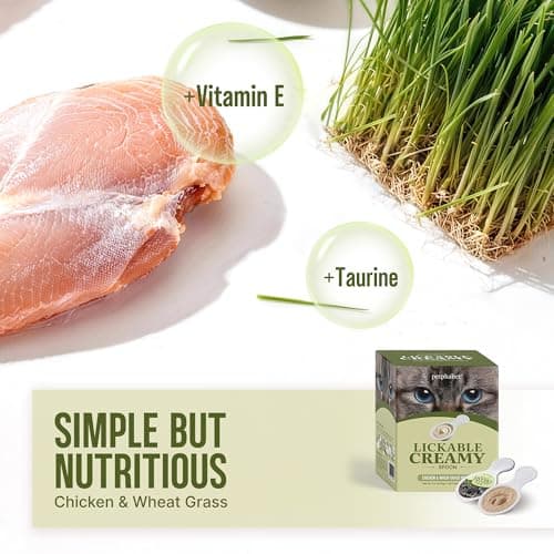 Petphabet Lickable Cat Treats Spoon, 36 Count Creamy Puree Kitten Treats Chicken & Wheat Grass Recipe, Functional Wet Paste Cat Snacks for Hairball Control, Grain-Free Kitty Treat with Vitamin Taurine - Thumbnail 3