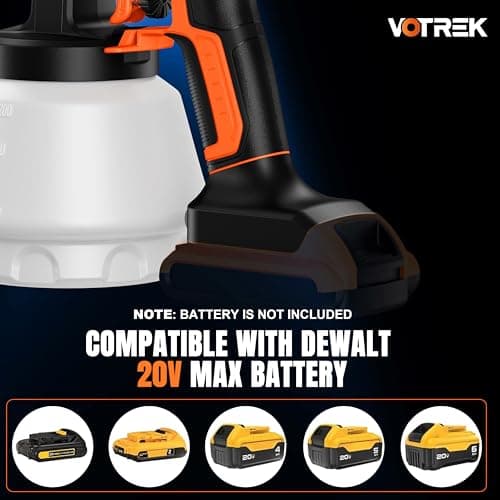 VOTREK Cordless Paint Sprayer Compatible with Dewalt 20V MAX Battery, Electric HVLP Spray Gun for House Painting: Furniture, Cabinet, [Brushless] [50PCS Disposable Cup Liners] [Replacement Dual-Gun] - Thumbnail 6