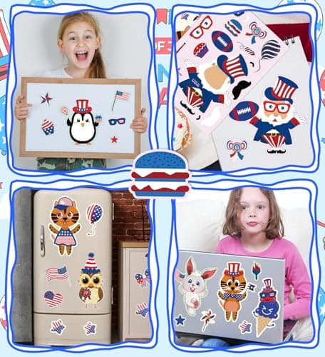 4th of July Stickers – 24 Sheets Patriotic USA Flag & Fireworks Decorative Stickers for Independence Day Party Decorations, DIY Crafts, Gift Wrapping & Scrapbooking - Thumbnail 5