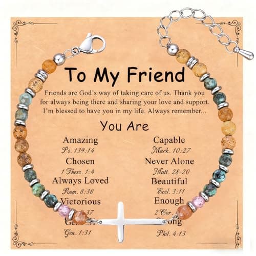 OVIFICEA Friendship Gifts Cross Bracelet for Women, Christian Gifts for Sister in Christ, Charm Bracelets for Best Friend, Daughter,Granddaughter, Mom on Birthday Christmas Baptism Easter Graduation - Image 1