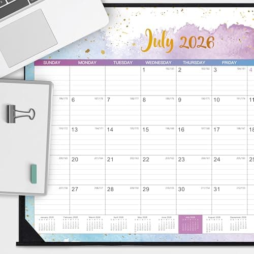 Desk Calendar 2026-2027 - 2026-2027 Desk Calendar Large, Jul 2026 - Dec 2027, 22" x 17" Large Calendar 18 Months with Corner Protectors, Desk Pad, To-Do List, Desk/Wall Calendar - Multicolor Waterink - Thumbnail 6