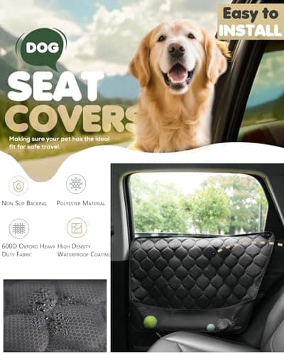 ThermoHalo 2PCS Car Door Protector for Dogs - Waterproof Pet Car Door Cover with Scratch Protection, Universal Fit for All Vehicles XL (XL) - Thumbnail 3