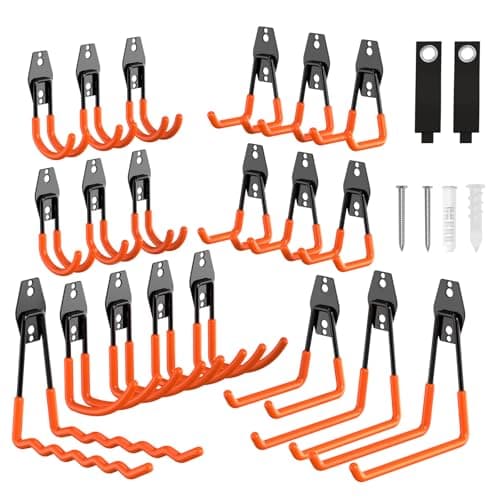Shineeshi 22Pack Garage Hooks Heavy Duty Utility Steel Garage Storage Hook Organization Wall Mount Hooks for Hanging Bike, Ladder and Garden Tools - Image 1