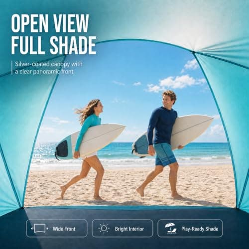 Beach Tent, Portable Sun Shelter for 2/3/4/6-8 Person with UPF 50+ UV Protection, Easy Setup Waterproof Beach Shade Canopy Cabana for Family Outdoor and Picnics, Fishing with Carrying Bag - Thumbnail 5