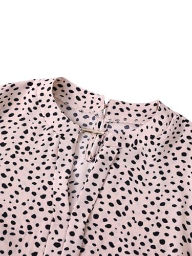 SOFIA'S CHOICE Work Tops for Women Business Casual Long Sleeve Dressy Blouse Corporate Outfits Shirts Black Beige Dot X-Large - Thumbnail 5