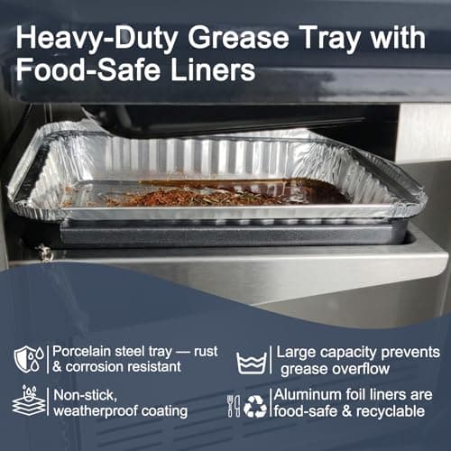 BLUES GRILL PARTS 93305 Grease Catch Pan - 20-Pack Disposable Aluminum Foil Drip Pan Liners, 7515/6415 Replacement for Weber Genesis II 3-Burner, Spirit 2/3-Burner, Silver/Gold, Platinum I/II, Summit - Thumbnail 3