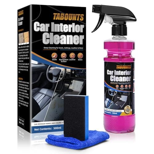 TABOUNTS Car Interior Cleaner –Polishing Cleaner-Multi-Surface Auto Detailing for Leather, Glass, Dashboards & More – Dual-Mode Foam & Mist Spray (17oz) with Cleaning Towel