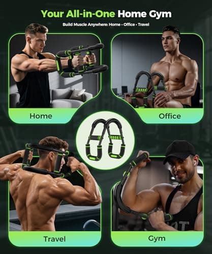 Twister Arm Trainer, Adjustable 5 Resistance Levels (40-130 lbs) Chest & Arm Workout Equipment for Men & Women, Ergonomic Home Gym Strength Trainer with Anti-Slip Handles & Carry Bag (Green) - Thumbnail 4