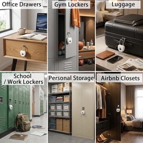 Bstsilver Fingerprint Padlock, Larger Sensor & 6.2" Flexible Cable, 20-User Biometric Lock wtih Emergency USB Key & Code for Gym Locker, Luggage, Backpack, Toolbox, Cabinet, Suitcase, School, Travel - Thumbnail 6