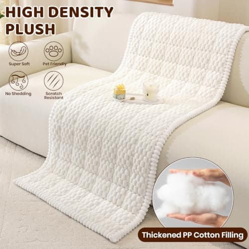 Royhom Couch Cover for Dogs Washable, Soft Thick Pet Couch Covers for Sofa, Pawcart Couch Protector Pet Friendly, Furniture Covers Dog Mat for Couches and Sofas (White, 27.6 x 59 Inch) - Thumbnail 6