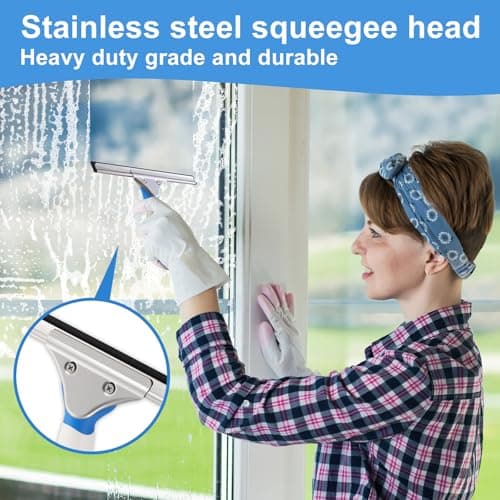 Mitclear Professional Window Cleaning Kit 10IN, Windows Cleaner Tool with Silicone Squeegee, Microfiber Scrubber & Cloth, Window Washing Equipment or Home Shower Glass Doors Car Windshield - Thumbnail 6