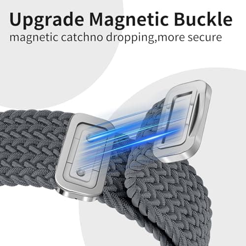 Chinber Braided Band Compatible with Apple Watch Bands 40mm 38mm 41mm 42mm 44mm 45mm 46mm 49mm, Magnetic Clasp Fabric Nylon Interlock Buckle Straps for iWatch Ultra Series 10/9/8/7/6/5/4/3/2/1/SE - Thumbnail 4