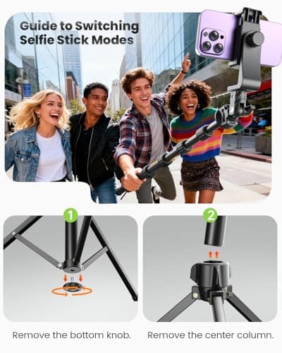 CAMBOFOTO 82" Phone Tripod Stand with Gooseneck, Remote and Phone Holder, Selfie Stick & Overhead Tripod for Recording/Cooking/Fitness/Vlog, Compatible with iPhone Android Samsung, Camera - Thumbnail 5