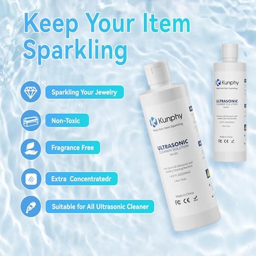 kunphy Sonic Jewelry Cleaner - Effective Solution for Cleaning Gold, Silver, Platinum, Diamonds, and eyeglasses watch, 8.5 oz (250 ml) - Thumbnail 2