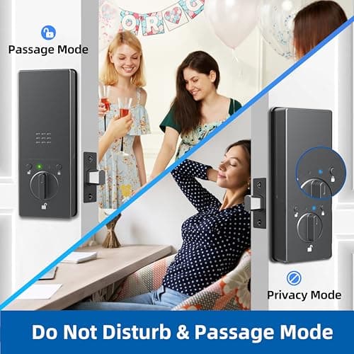 eLinkSmart Fingerprint Keyless Entry Door Lock with Door Magnetic Sensor, Keypad Smart Deadbolt Lock for Home Hotel Apartment Built-in Wi-Fi and Doorbell No hub No Drilling USB C Charging - Thumbnail 4