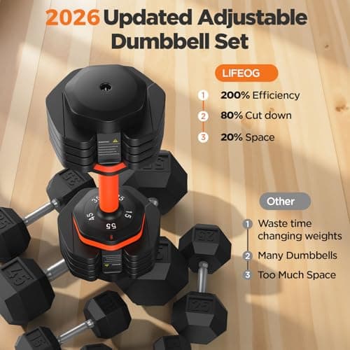 2025 Updated Adjustable Dumbbell Set of 2, 5-IN-1 Weights Dumbbell Set with Storage Box, 25lbs/55lbs Adjustable Weights with Anti-slip Silicone Grip, Weight Set For Home Gym Suit both Men and Women (55LBS Pair(Total 110LBS)) - Thumbnail 2