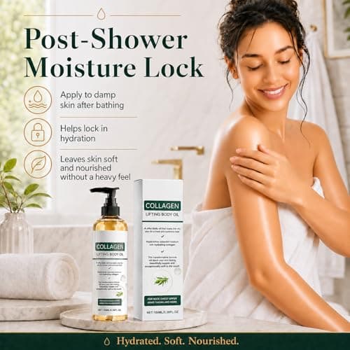 CWYRLTKA Collagen Lifting Body Oil for Skin Tightening, Post Shower Hydrating & Moisturizing Collagen Oil for Women & Men, Softens Crepey Skin, All Skin Types, 3.8 Fl Oz - Thumbnail 5