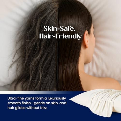 Dream Valley® Cooling Pillow Cases for Hot Sleepers, Softer Than Silk Pillowcase, King Size Set of 2, Breathable Mellow Sleep Pillow Covers for Deep Sleep, Ivory, 20''×36'' - Thumbnail 4