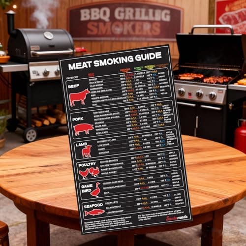 Meat Temperature BBQ Smoker Guide, Smoking Grill Accessories - Wood, Time, & Temp - Stocking Stuffers Christmas Grilling Gifts for Dad Husband Grandpa Men - Thumbnail 5
