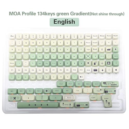 AKepopery MOA Key caps 134 Keys PBT Keycaps Set for Cherry Gateron MX Switches Mechanical Keyboard Key Cap (Gradient Green) - Thumbnail 6