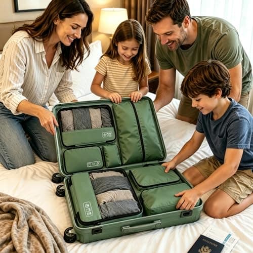 8-Piece Compression Packing Cubes for Travel, Trendy Luggage Organizer Set for Young Travelers, Space Saving for Carry-On, Suitcase, Vacation & Weekend Trips - Avocado Green - Thumbnail 2