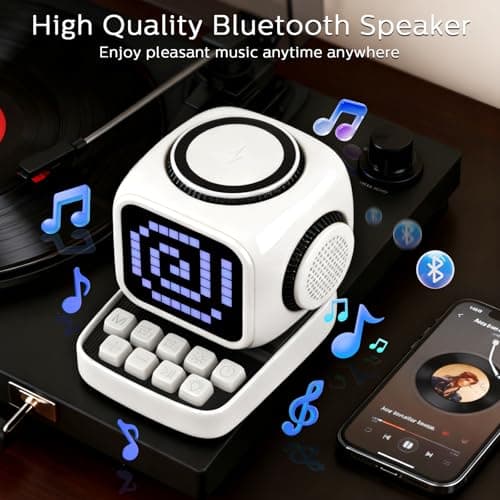 Smart Bluetooth Speaker with Wireless Charger: Tiffhome Digital Alarm Clocks for Bedrooms - 15W Fast Wireless Charging Station with 3 Modes - Portable Speaker Gifts for Men Women - Thumbnail 3
